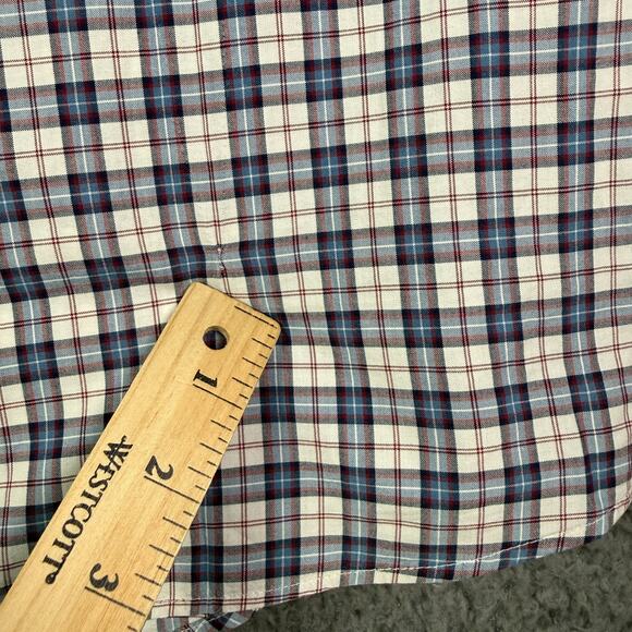 Brunello Cucinelli Slim Fit Button Shirt Mens M Red Blue Plaid Italy Dress - Picture 6 of 13